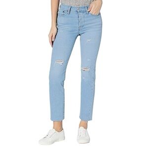 Levi’s Wedgie Straight Jeans Oxnard Haze Size 28 High Rise Distressed